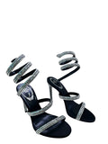 Cleo Black Satin Crystal Strass (carry over style) - Rene Caovilla - Liberty Shoes Australia