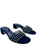 Ginger Navy Strass Slip-On Sandals - Rene Caovilla - Liberty Shoes Australia