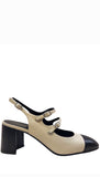 Papaya Beige Black Sling Back (carry over style) - Carel Paris - Liberty Shoes Australia