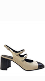 Papaya Beige Black Sling Back (carry over style) - Carel Paris - Liberty Shoes Australia