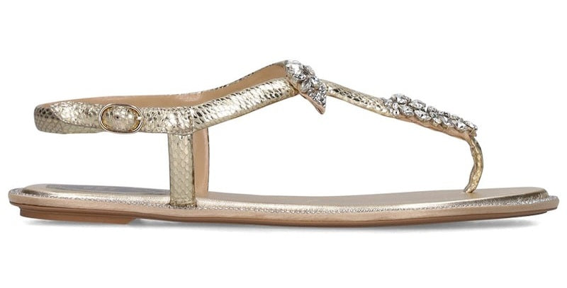 Katy Light Gold Flat Sandals - Rene Caovilla - Liberty Shoes Australia