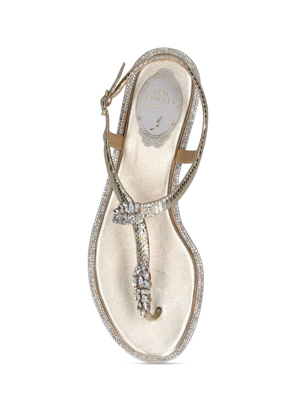 Katy Light Gold Flat Sandals - Rene Caovilla - Liberty Shoes Australia