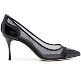 Godiva Mesh Patent Black Pump - SERGIO ROSSI - Liberty Shoes Australia