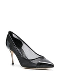 Godiva Mesh Patent Black Pump - SERGIO ROSSI - Liberty Shoes Australia