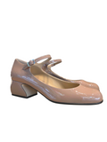 SR SI Rossi 045 Nude Patent Mary Jane Block Heels
