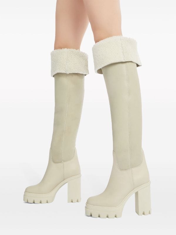 Feridha Ivory 70mm Knee-High Boots - GIUSEPPE-ZANOTTI - Liberty Shoes Australia