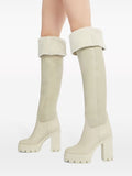 Feridha Ivory 70mm Knee-High Boots - GIUSEPPE-ZANOTTI - Liberty Shoes Australia