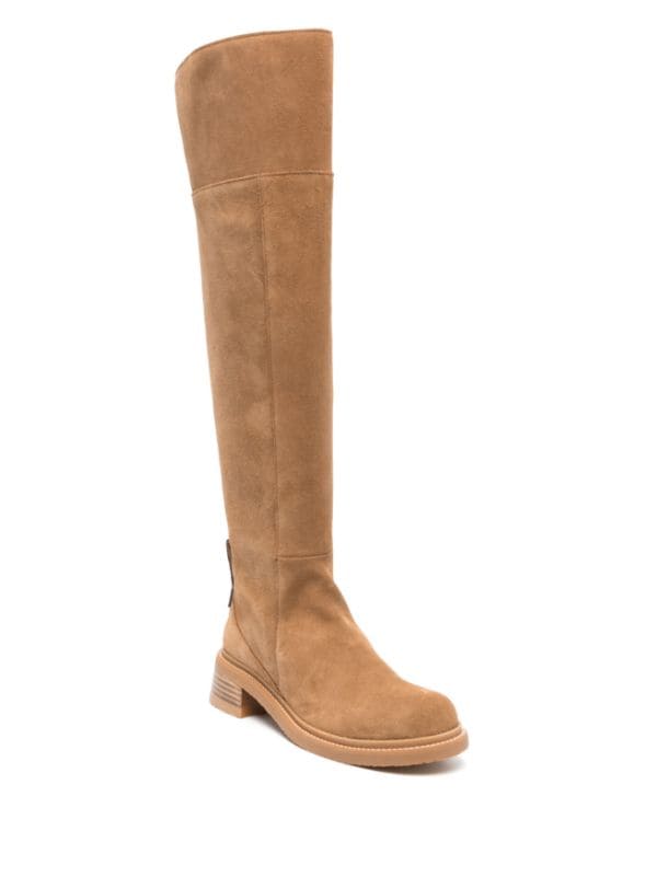 Bonnie Knee-High Tan Suede Boots - SEE BY CHLOE - Liberty Shoes Australia