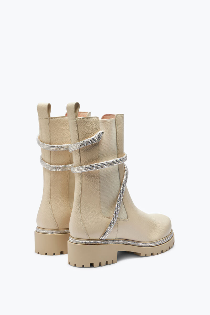Cleo White Crystal Biker Boots ( carryover style) - Rene Caovilla - Liberty Shoes Australia
