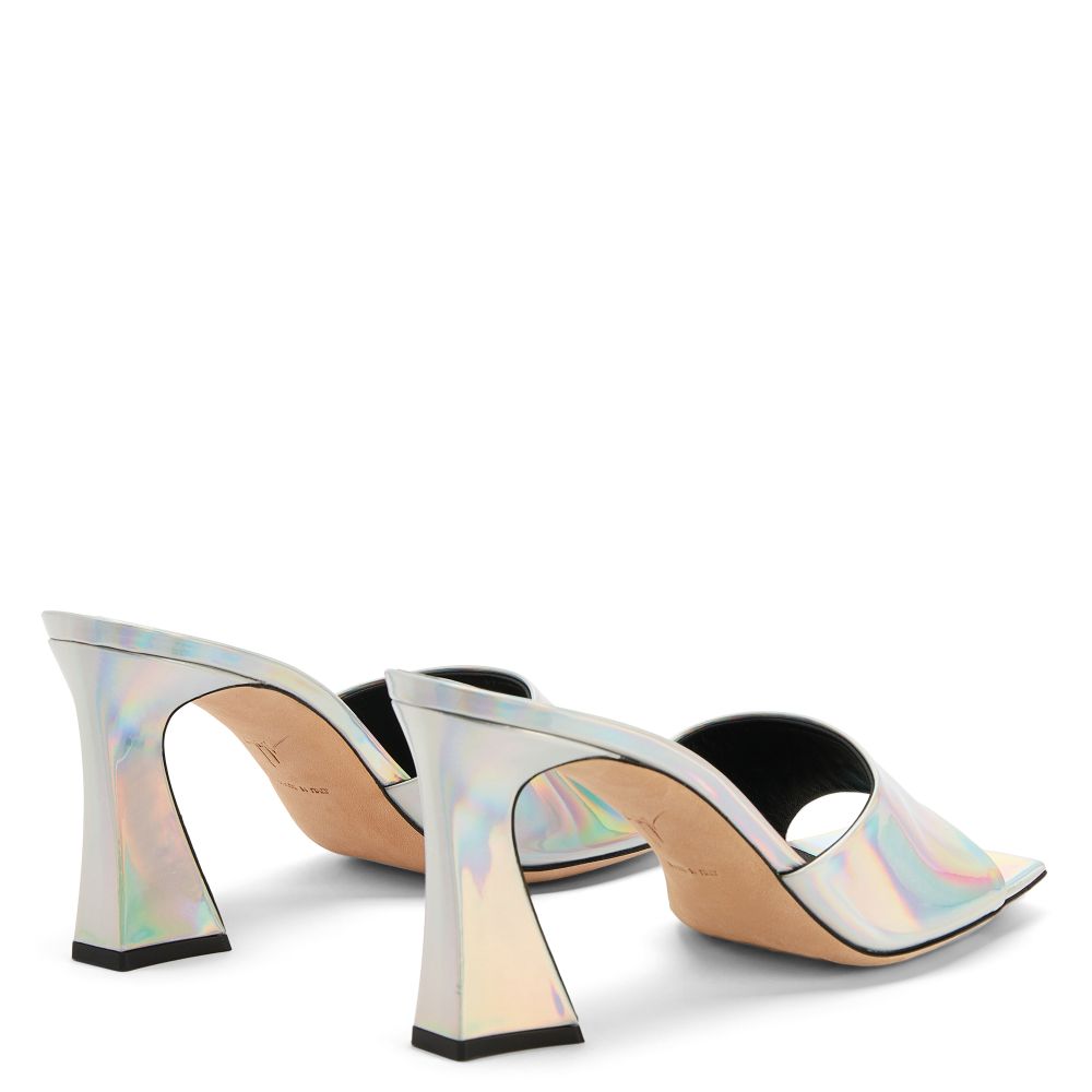 Solhene Silver Holographic Mules - GIUSEPPE-ZANOTTI - Liberty Shoes Australia