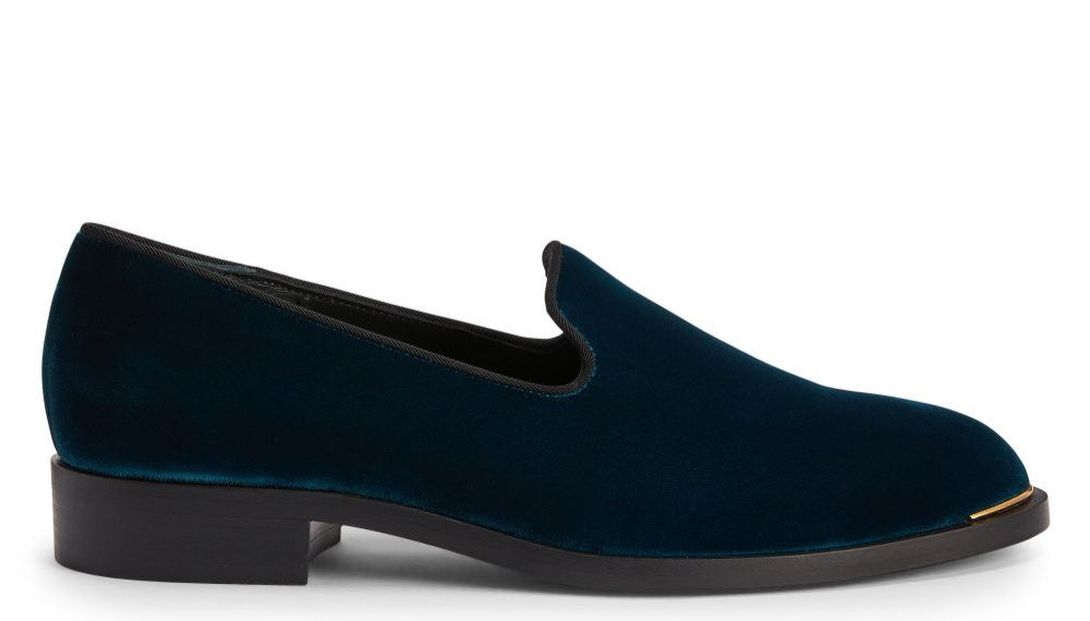 Lyidia Teal Velvet Loafers - GIUSEPPE-ZANOTTI - Liberty Shoes Australia