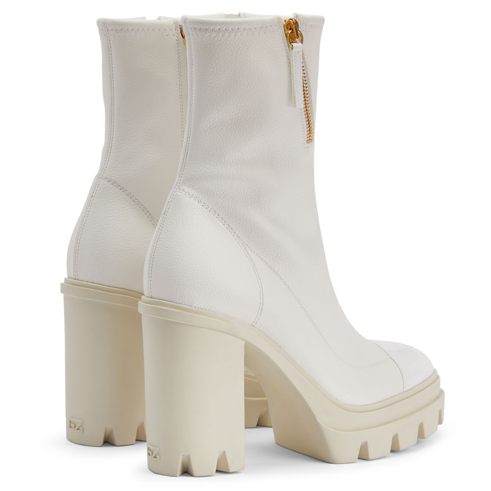 Kokebi White Ankle Boots - GIUSEPPE-ZANOTTI - Liberty Shoes Australia