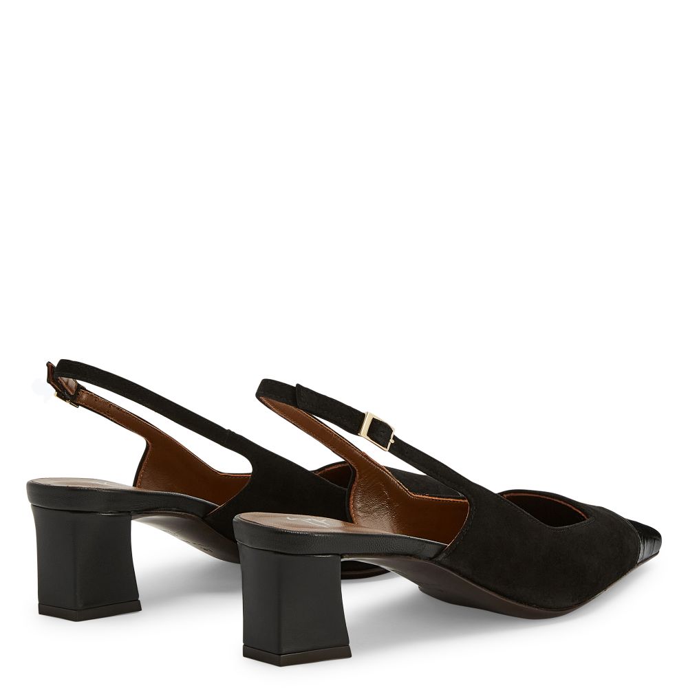 Brenda Black Croco Sling-Back Pump - GIUSEPPE-ZANOTTI - Liberty Shoes Australia