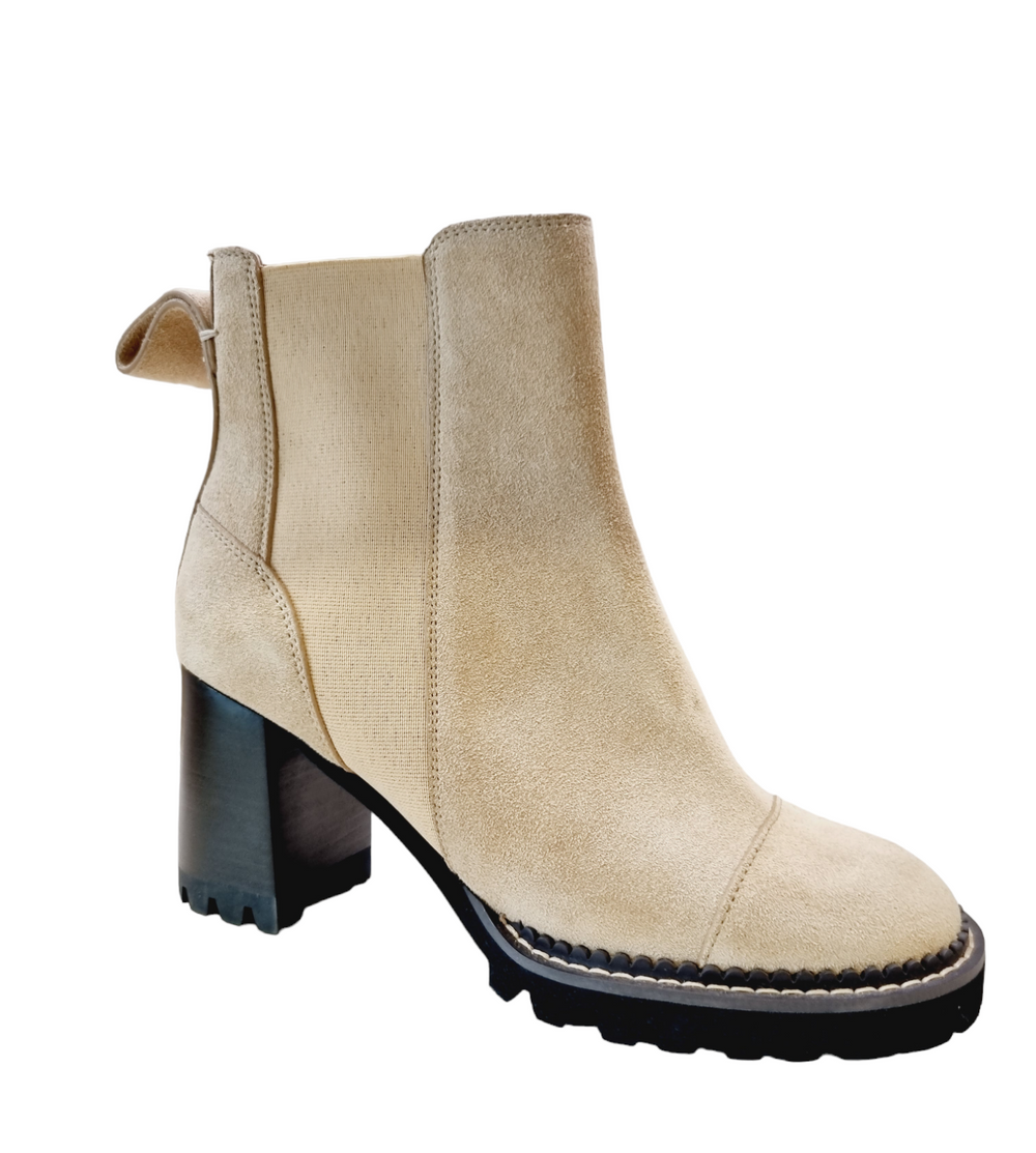 Mallory Nude Suede Boots - see by chloe - Liberty Shoes Australia