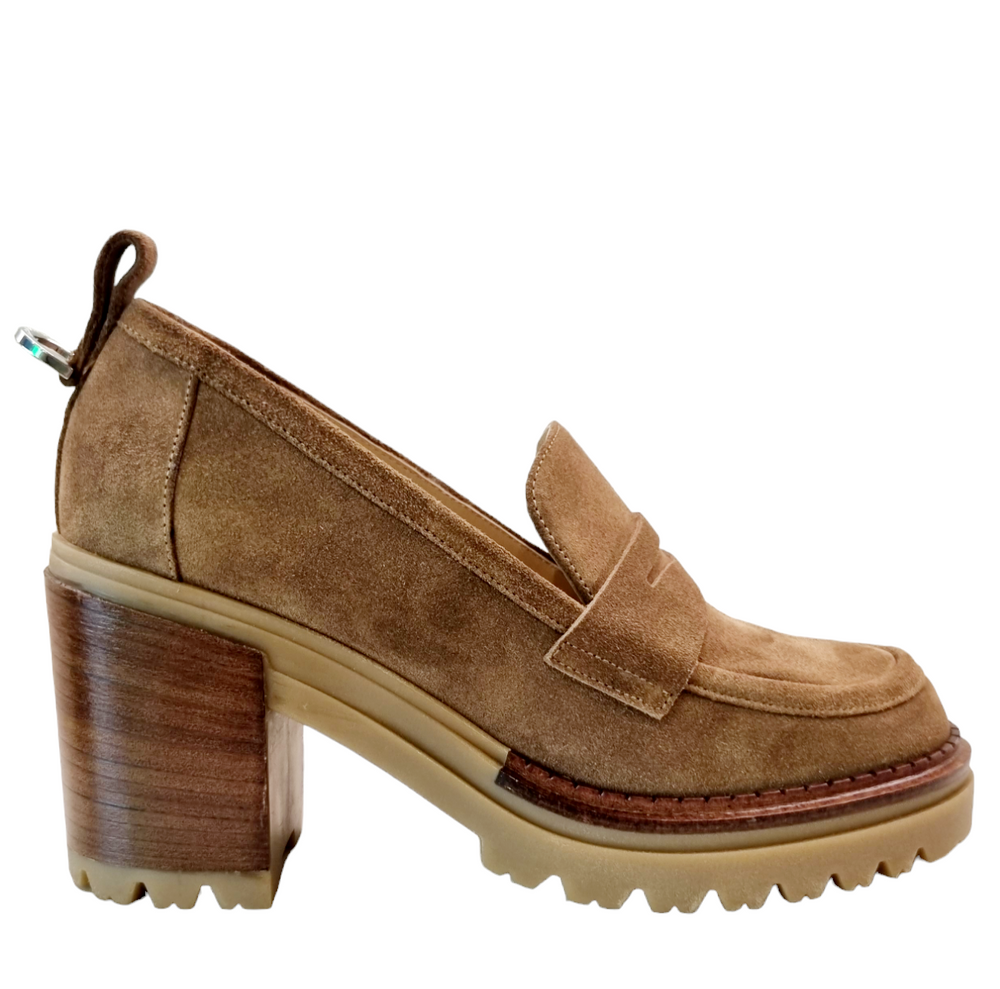 Sr Joan Tan Suede High Loafers - Sergio Rossi - Liberty Shoes Australia