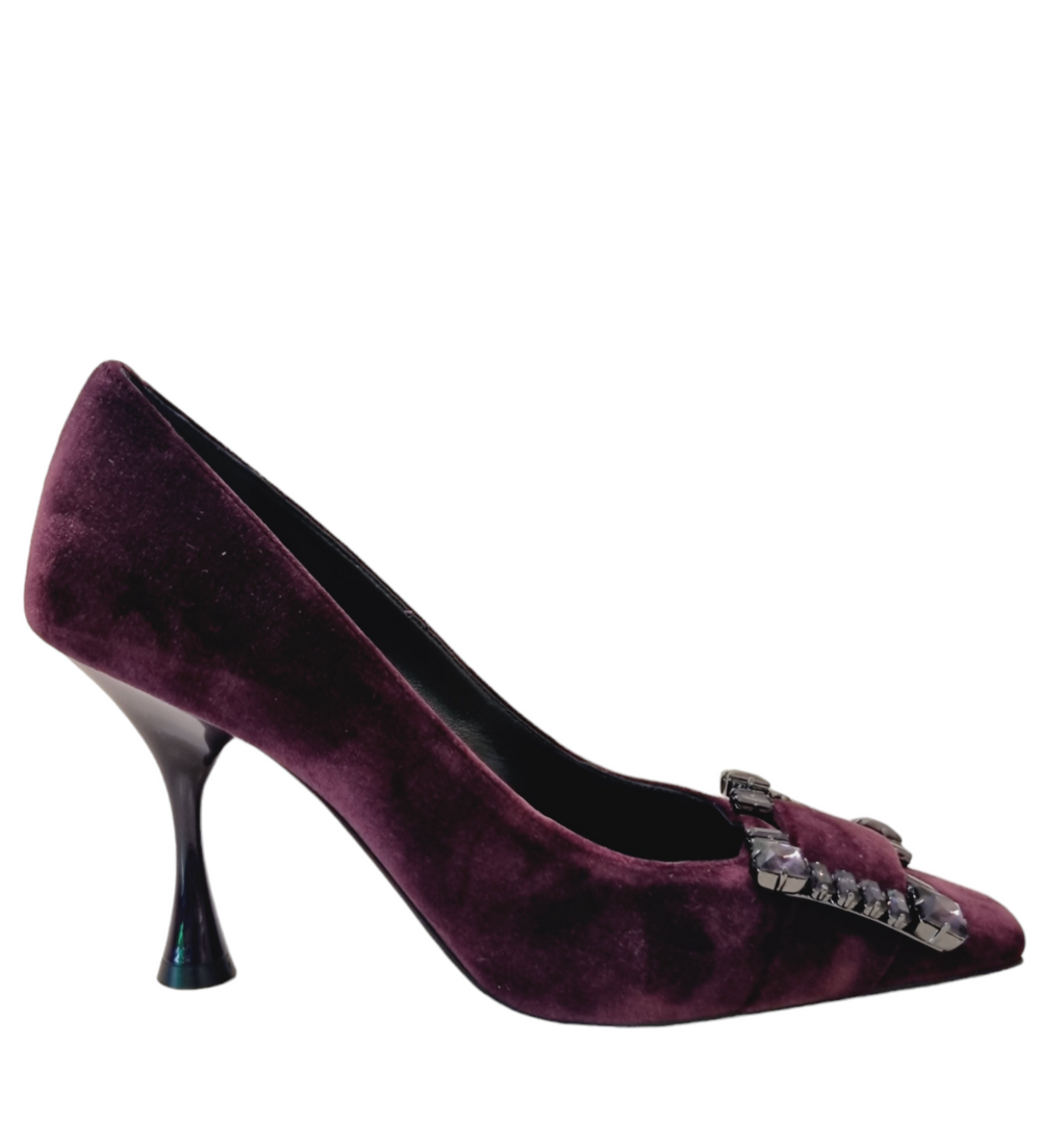 Sr Twenty Burgundy Velvet Pump - Sergio Rossi - Liberty Shoes Australia