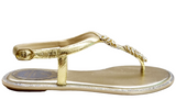 Katy Light Gold Flat Sandals - Rene Caovilla - Liberty Shoes Australia