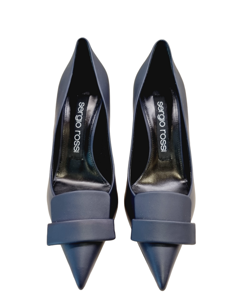 Sr1 Navy Leather Pumps - SERGIO ROSSI - Liberty Shoes Australia