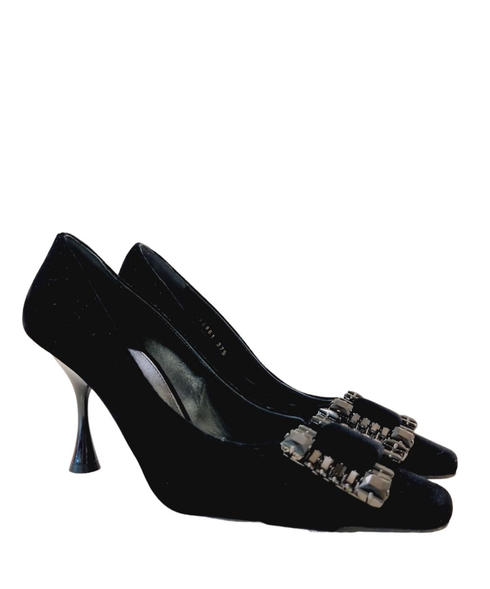 Sr Twenty Black Velvet Pumps - SERGIO ROSSI - Liberty Shoes Australia