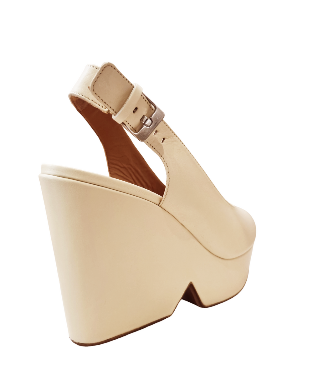 Dylan Ivory Leather Platform Sandals - Clergerie - Liberty Shoes Australia