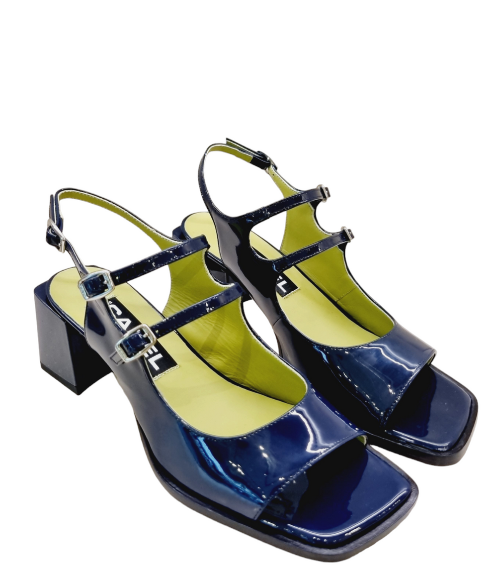 Bercy Navy Patent Leather Sandals - Carel Paris - Liberty Shoes Australia