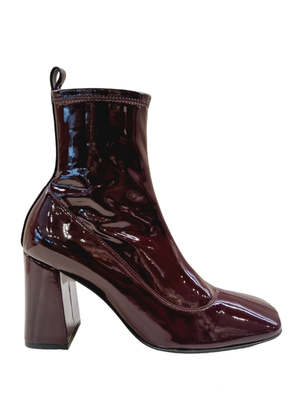 Sr Alicia Burgundy Patent Boots - SERGIO ROSSI - Liberty Shoes Australia