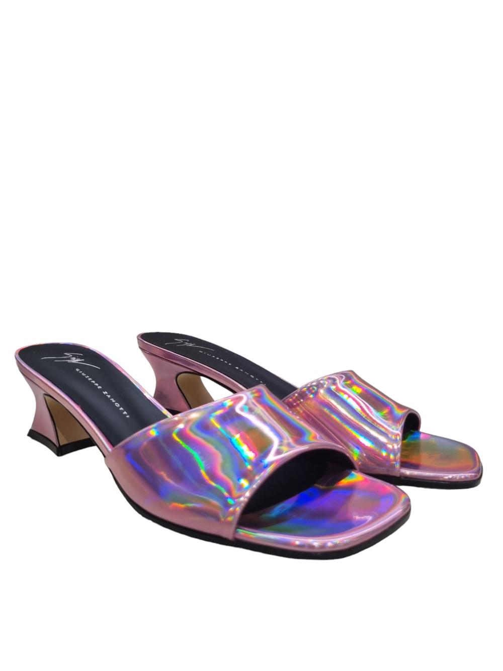 Solhene Holographic Pink Slip-On Mules - GIUSEPPE-ZANOTTI - Liberty Shoes Australia