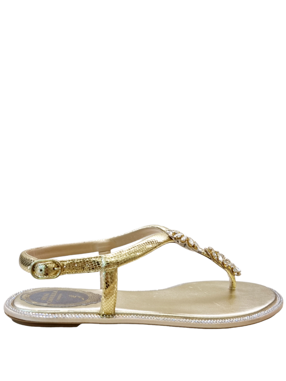 Katy Light Gold Flat Sandals - Rene Caovilla - Liberty Shoes Australia