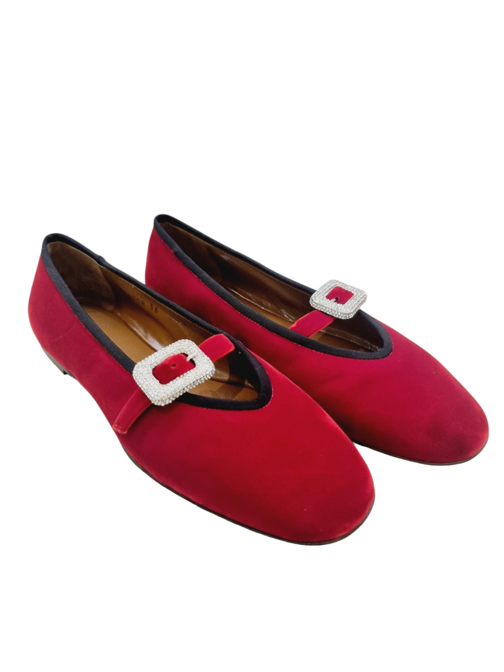 Amanda Red Velvet Ballet Flats - GIUSEPPE-ZANOTTI - Liberty Shoes Australia