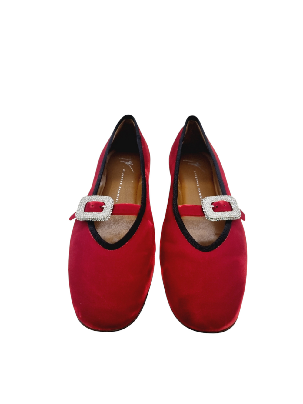 Amanda Red Velvet Ballet Flats - GIUSEPPE-ZANOTTI - Liberty Shoes Australia