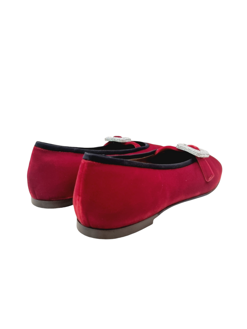 Amanda Red Velvet Ballet Flats - GIUSEPPE-ZANOTTI - Liberty Shoes Australia