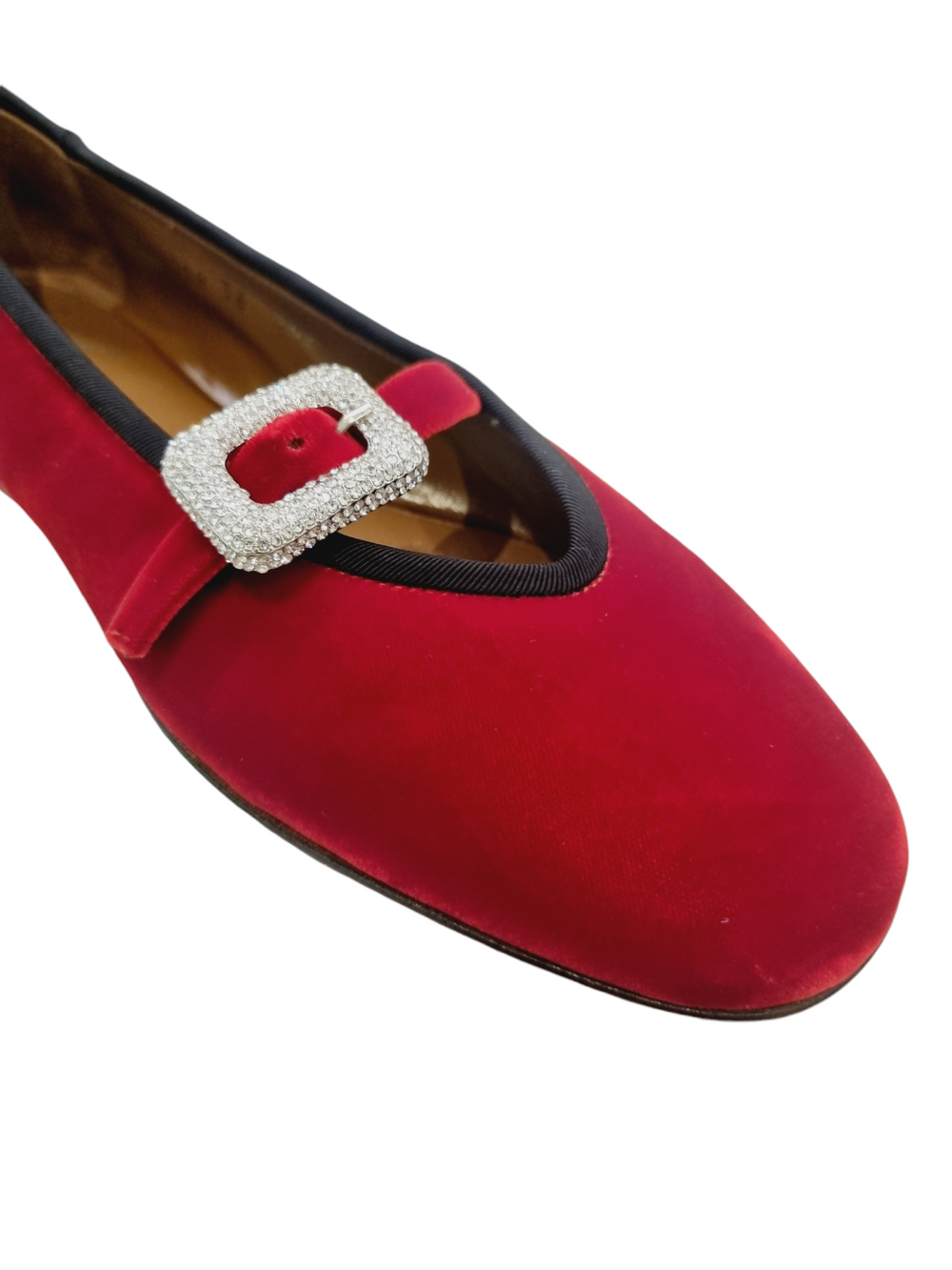 Amanda Red Velvet Ballet Flats - GIUSEPPE-ZANOTTI - Liberty Shoes Australia