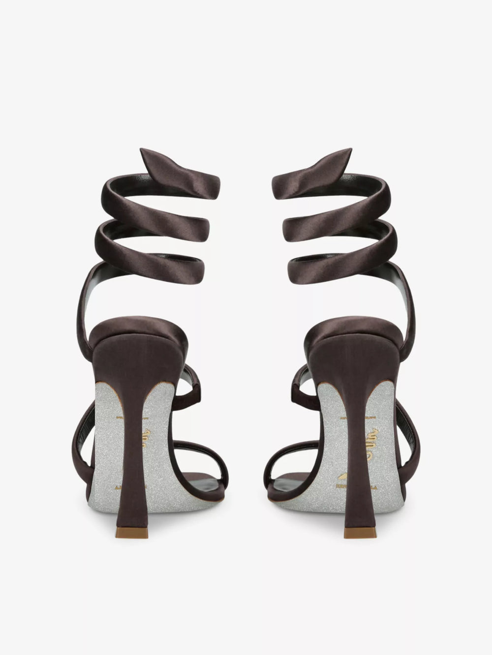 Cleo Chocolate Satin Sandals - Rene Caovilla - Liberty Shoes Australia