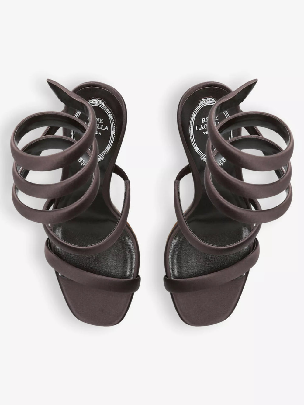 Cleo Chocolate Satin Sandals - Rene Caovilla - Liberty Shoes Australia