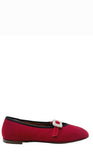 Amanda Red Velvet Ballet Flats - GIUSEPPE-ZANOTTI - Liberty Shoes Australia