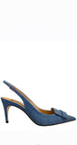 SR1 Denim Sling Back 075  Heels