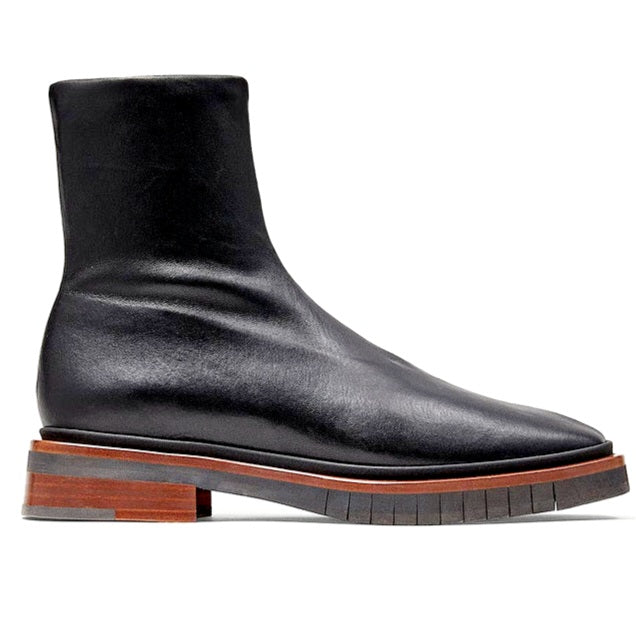 Gray leather shop booties