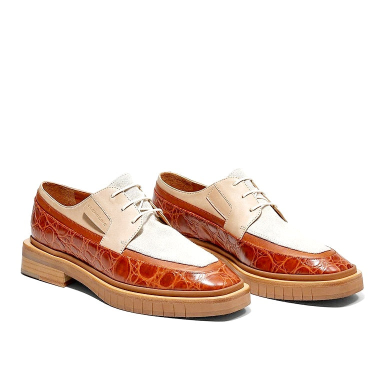 Brannl Croco Embossed Derbies - Clergerie - Liberty Shoes Australia