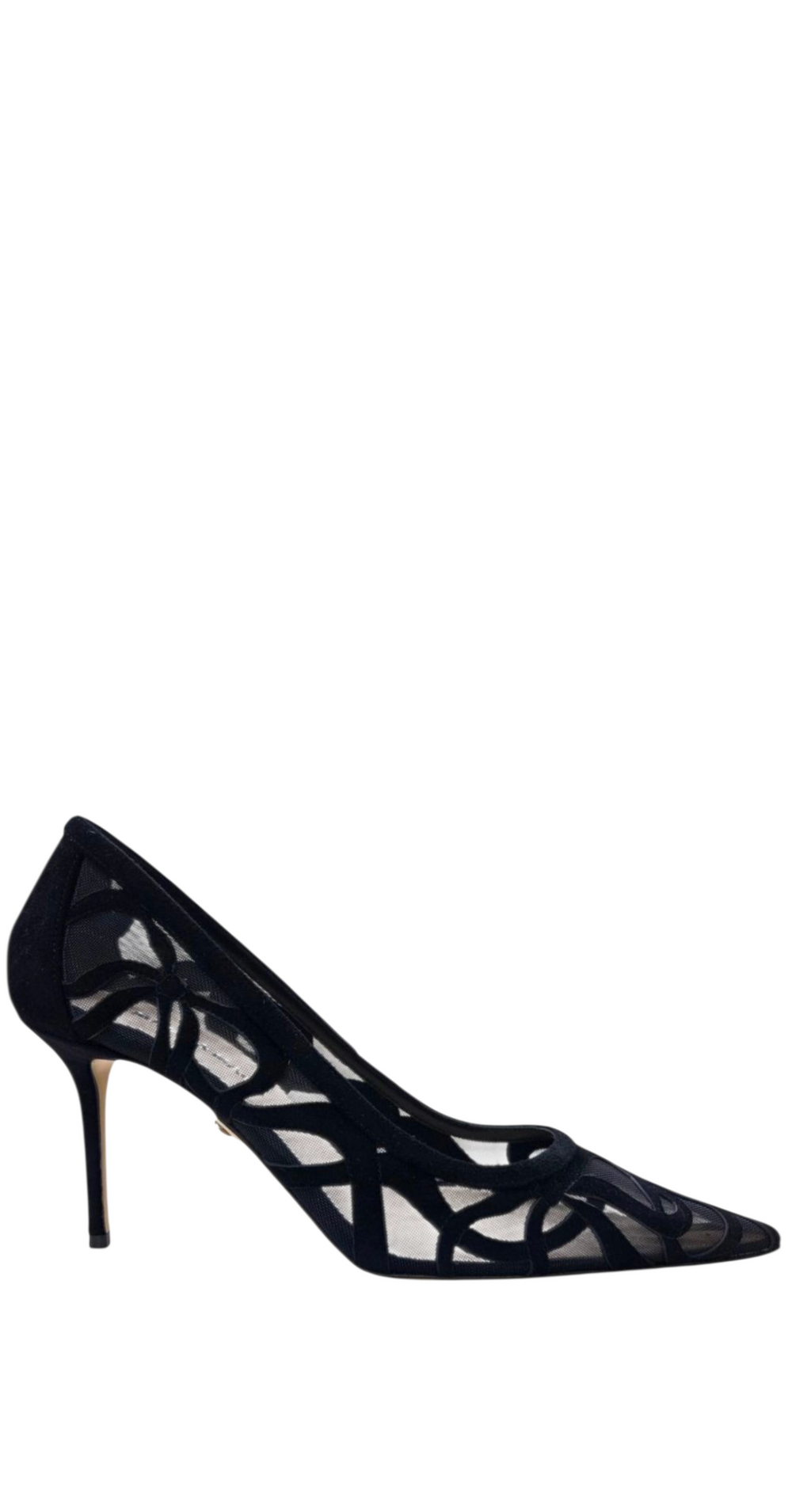 Ribbon Bow Black Suede Pump