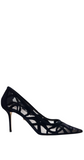 Ribbon Bow Black Suede Pump