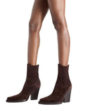 Dallas Embroidered Chocolate Suede Boots
