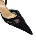 Ribbon Bow Black Suede Slingbacks