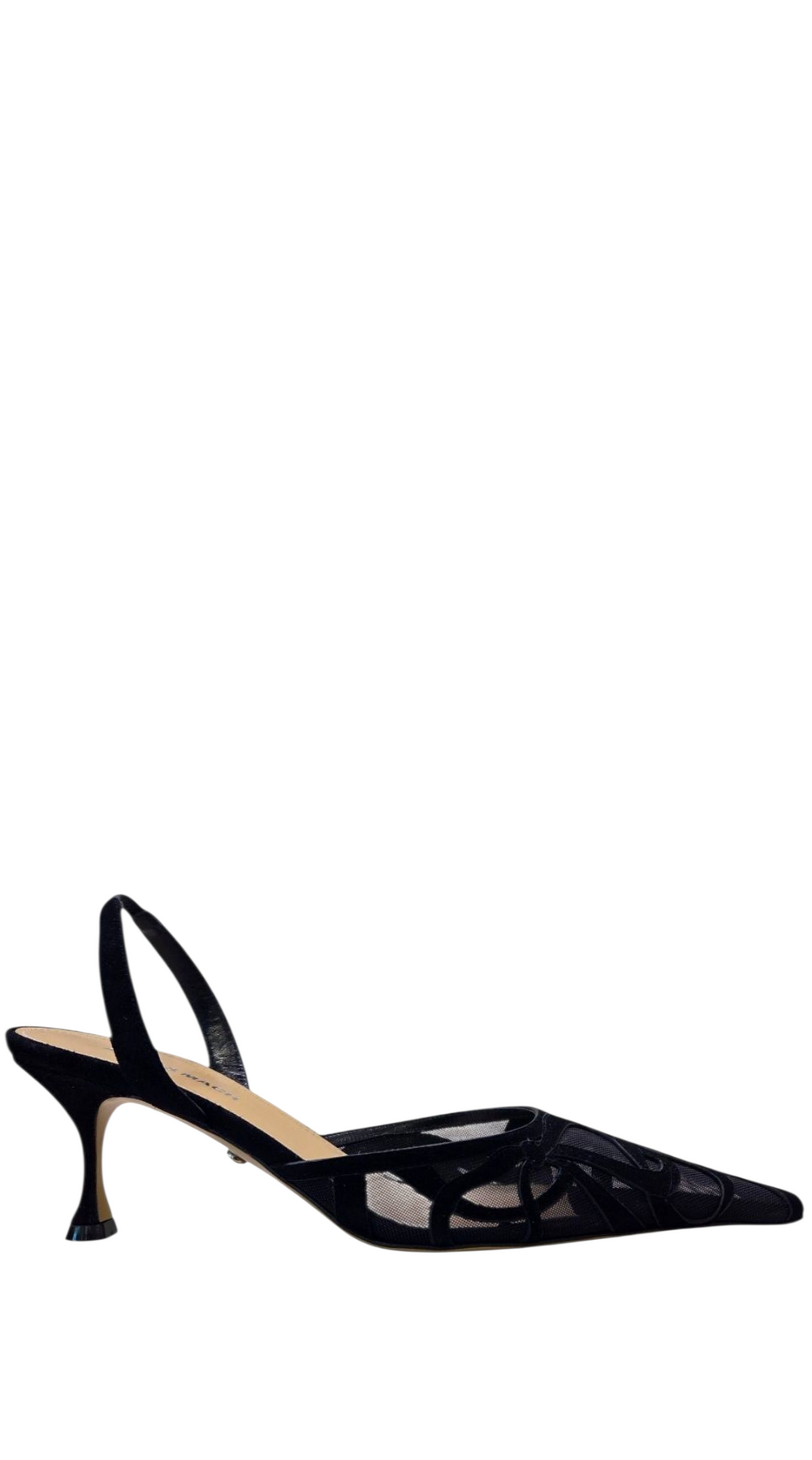Ribbon Bow Black Suede Slingbacks