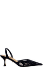 Ribbon Bow Black Suede Slingbacks