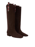 Brown Suede Lace Detail Boots