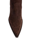 Dallas Embroidered Chocolate Suede Boots