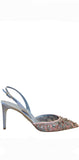 Christy Embellished Grey And Pink Sling-Back Pumps
