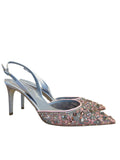 Christy Embellished Grey And Pink Sling-Back Pumps