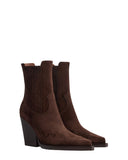 Dallas Embroidered Chocolate Suede Boots