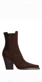 Dallas Embroidered Chocolate Suede Boots